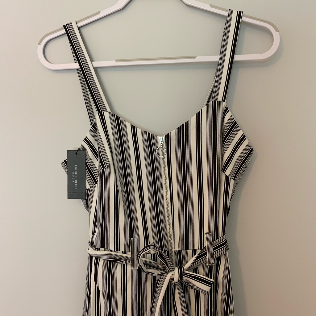 Black And White Striped Jumpsuit